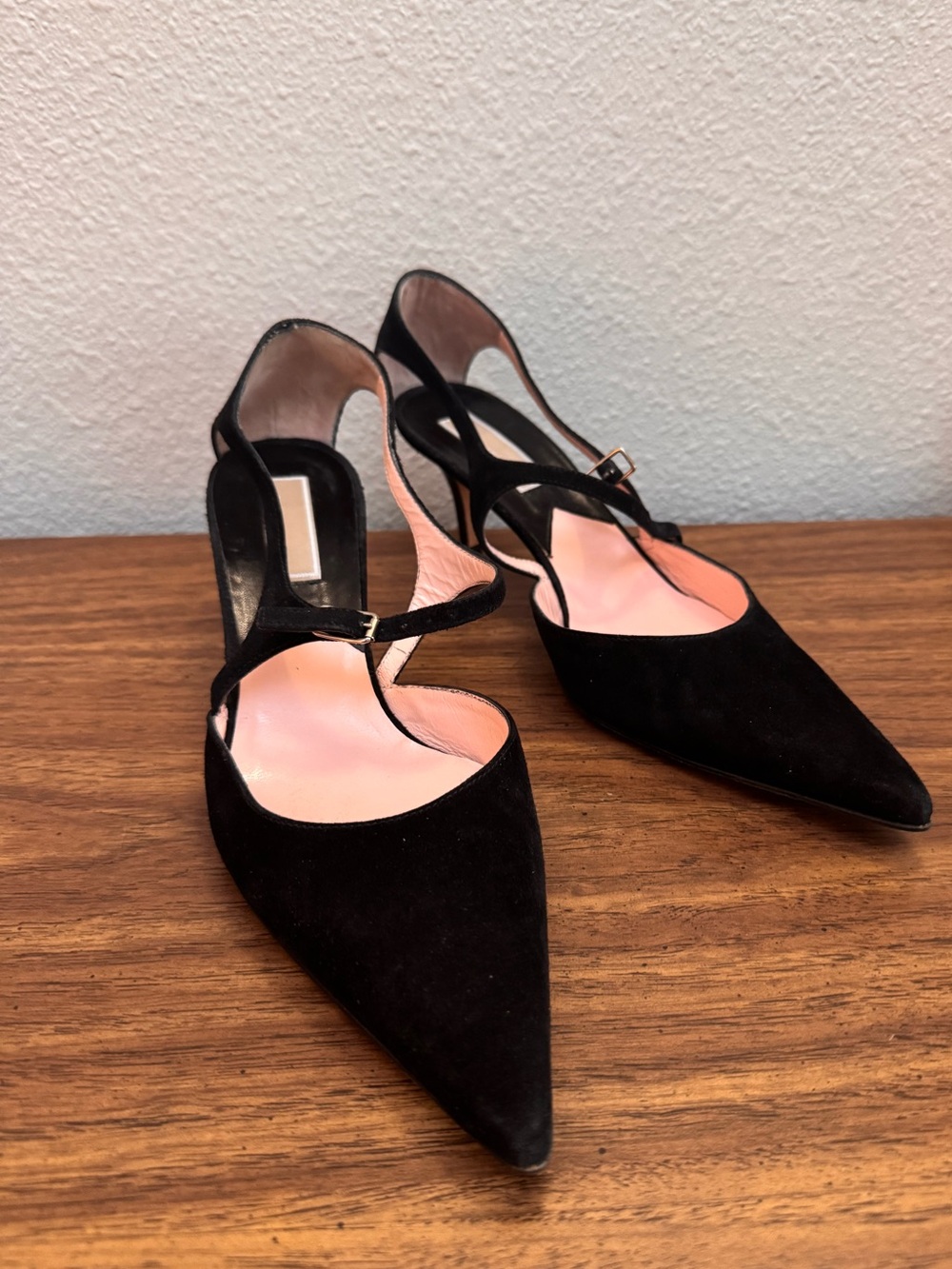 Michael Kors Black Suede Pointed-Toe Slingback Heels